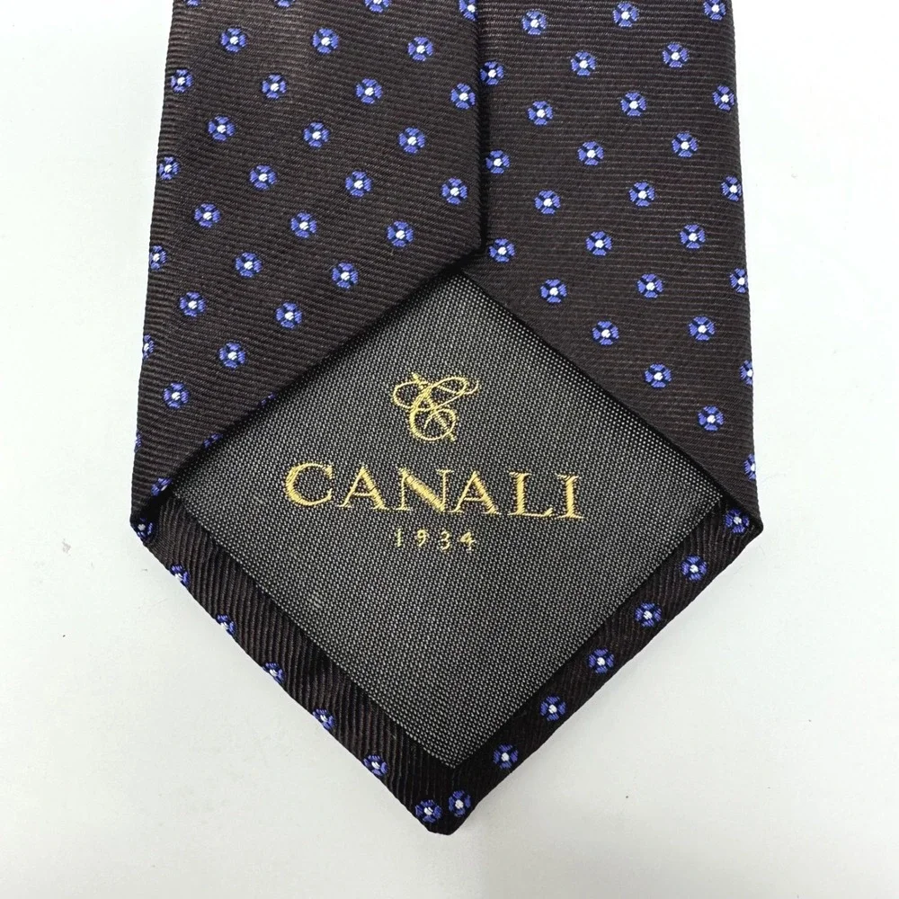 Canali Silk Tie Mens Brown Blue Impeccabile Office Career‎ Luxury Formal  Italy